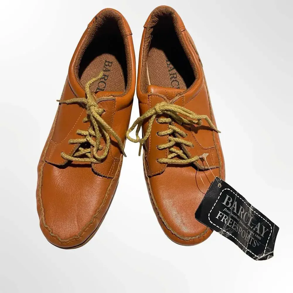 Vintage NWT Barclay Freesports Brown Leather Moc Toe Oxford Shoes